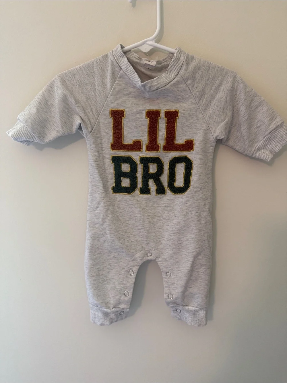 Grey 'LIL BRO' Baby One-Piece Footie - Soft Short Sleeve Romper